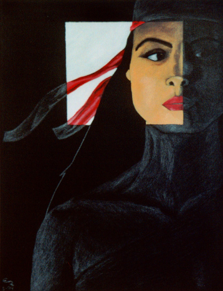 Elektra -- acrylic paint and white colored pencil