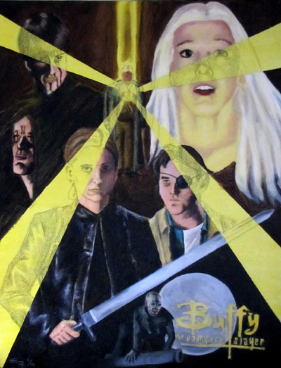 Buffy Season 7 -- acrylic paint and graphite on canvas